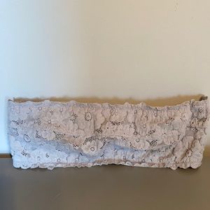 Grey lace strapless bra